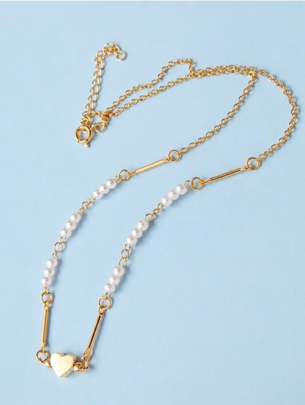 Gold Pearl Heart Necklace - Women Jewelry
